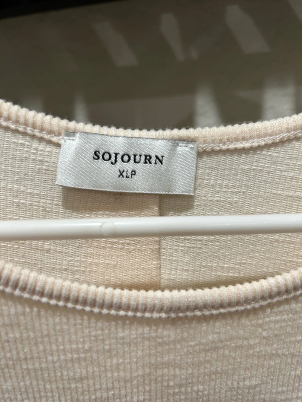 Cream Ribbed Long-Sleeve Tee - Picture 2 of 3
